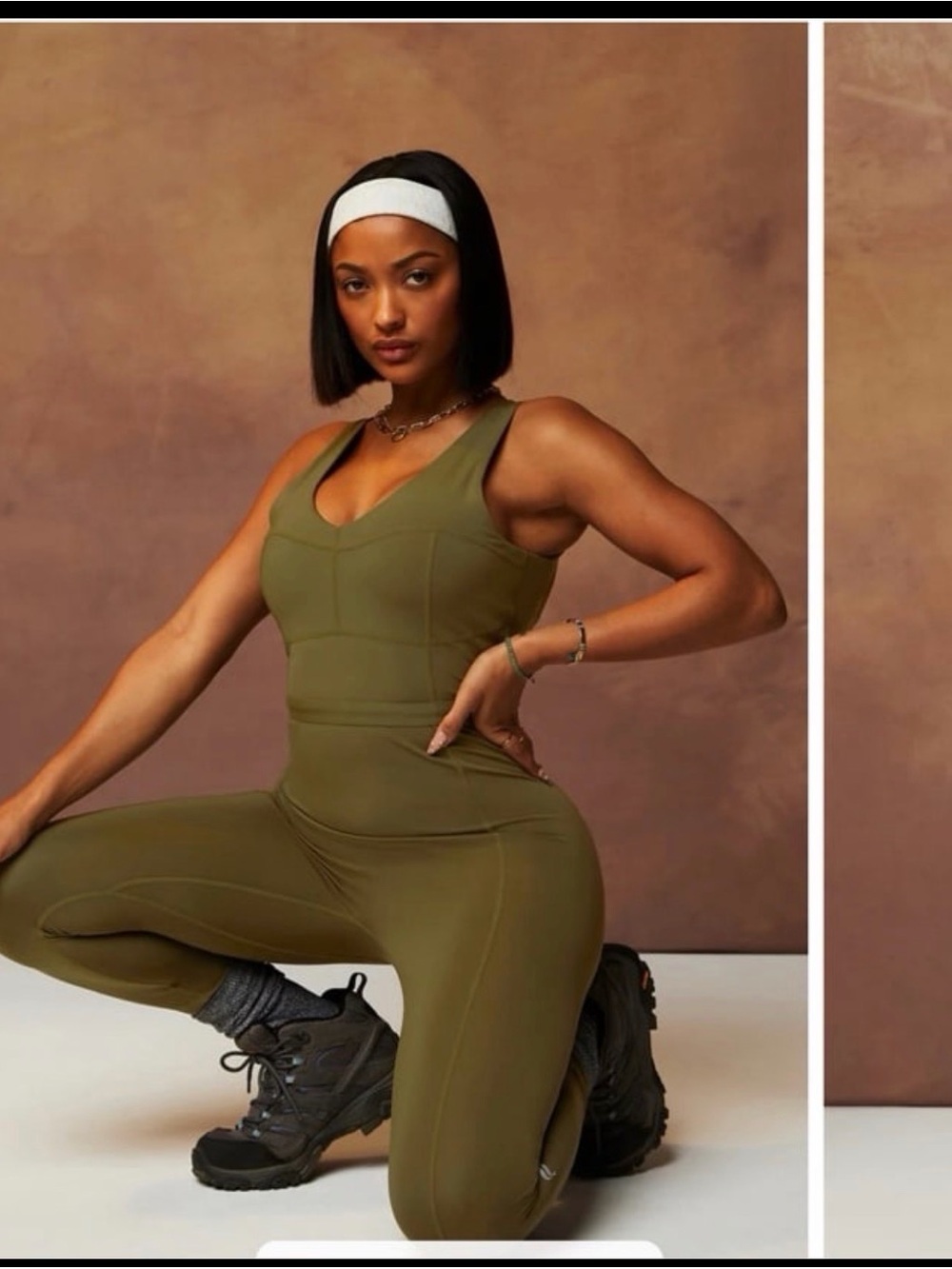 Fabletics Olive Green Sculpting Seam Jumpsuit